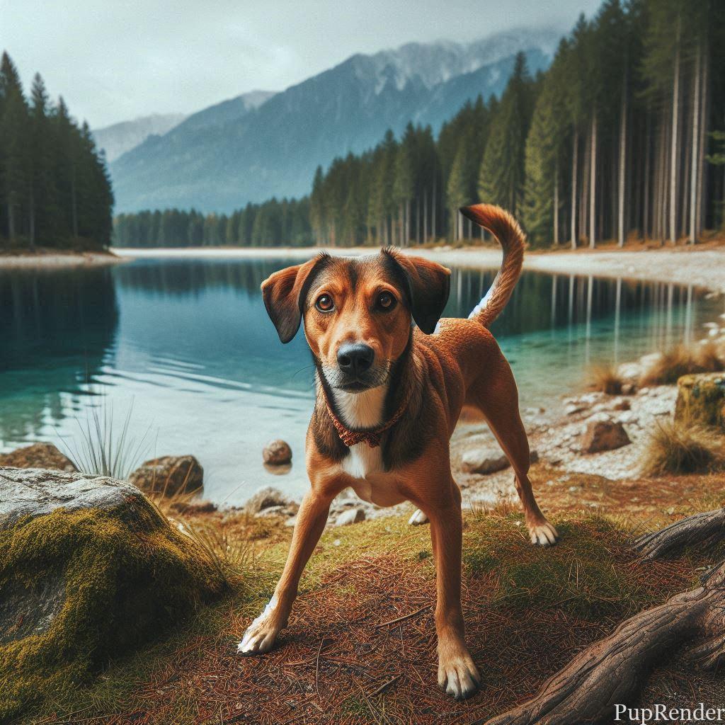 Dog looking attentively at their owner for cues.