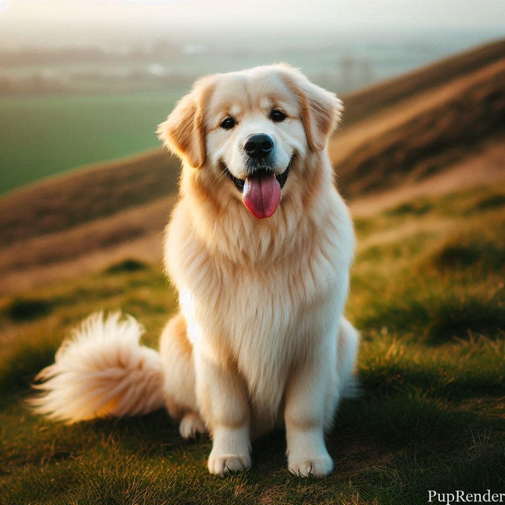 Golden Retriever sitting during training