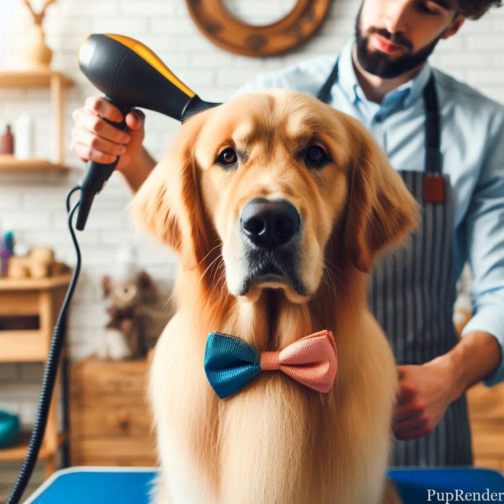 Dog enjoying a grooming session