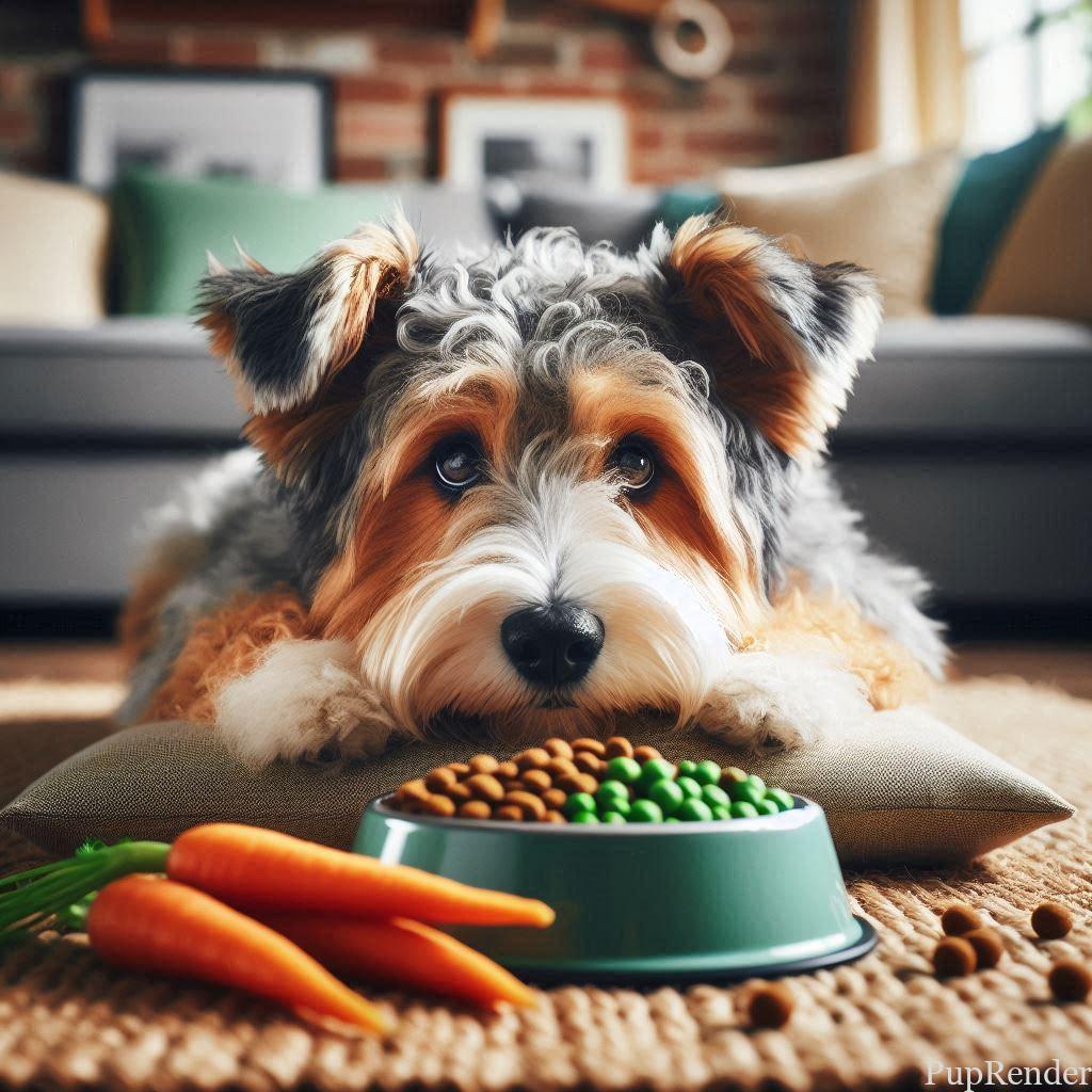 Fresh vegetables and fruits for dog nutrition