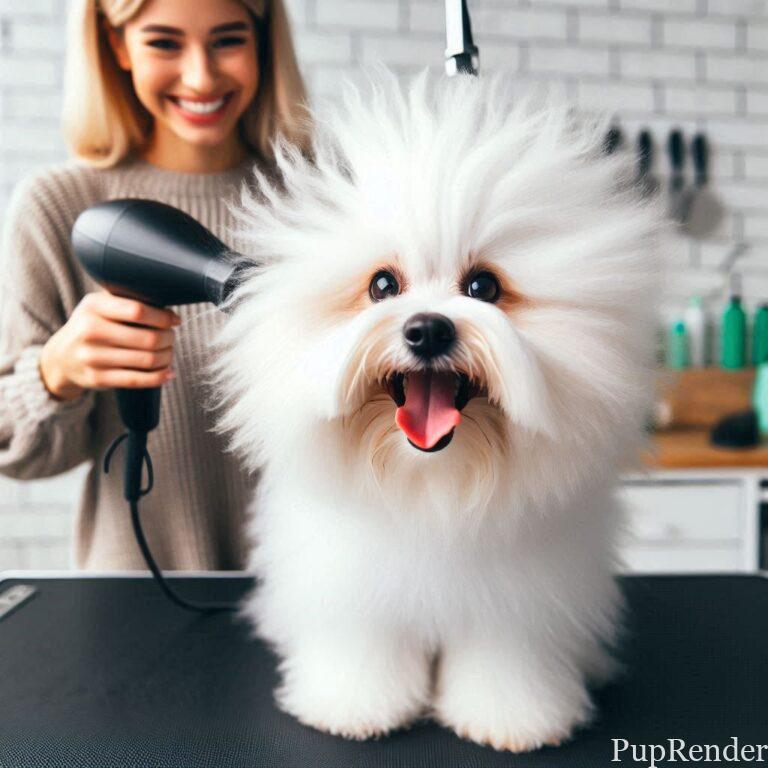 Dog getting used to a hairdryer