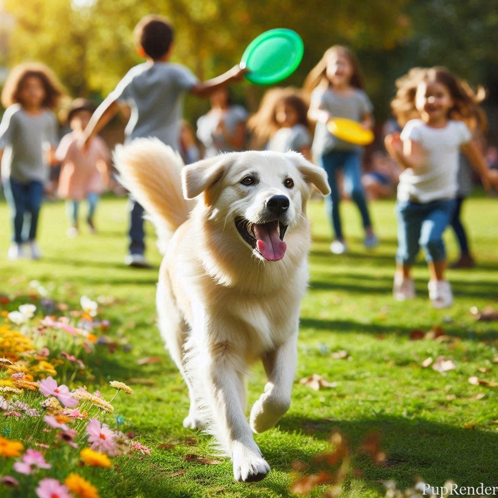 Dog wagging its tail and smiling