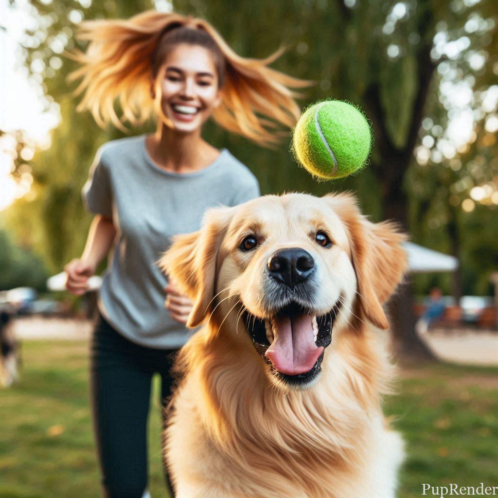 Dog and owner playing fetch together
