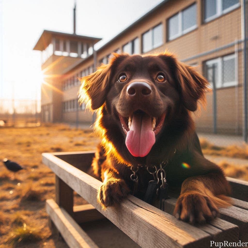Dog sitting attentively during a short training session.