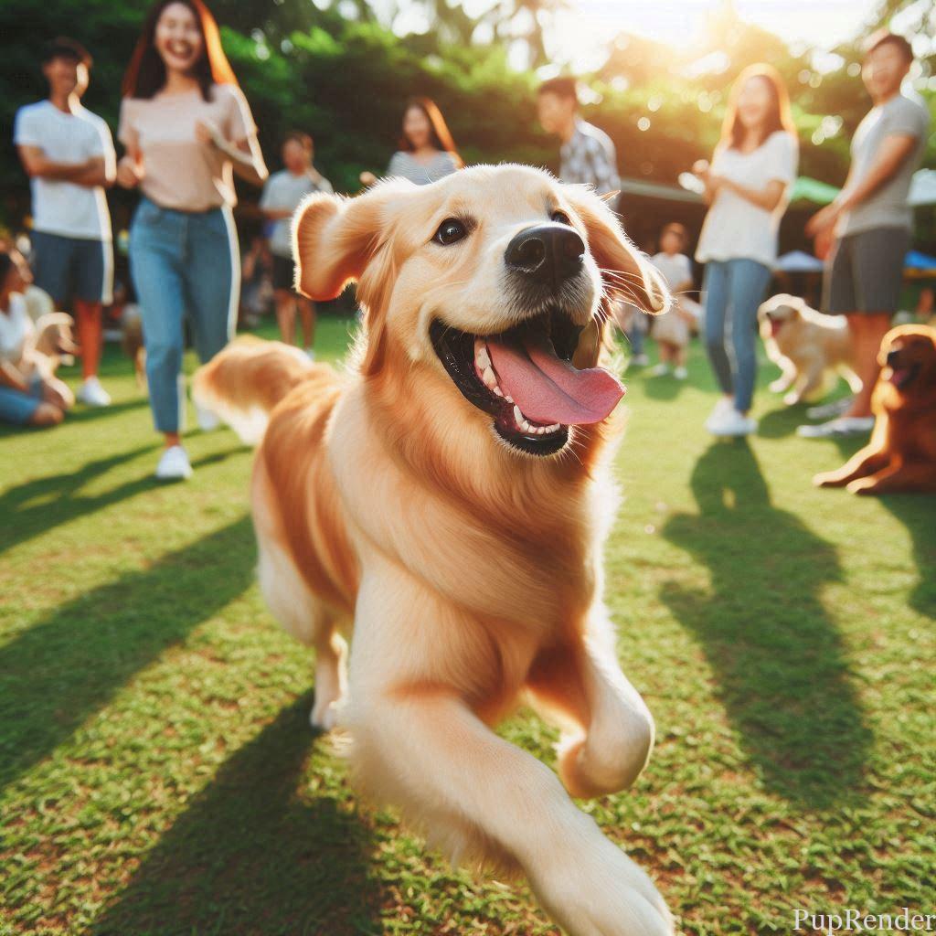 A Golden Retriever with the zoomies
