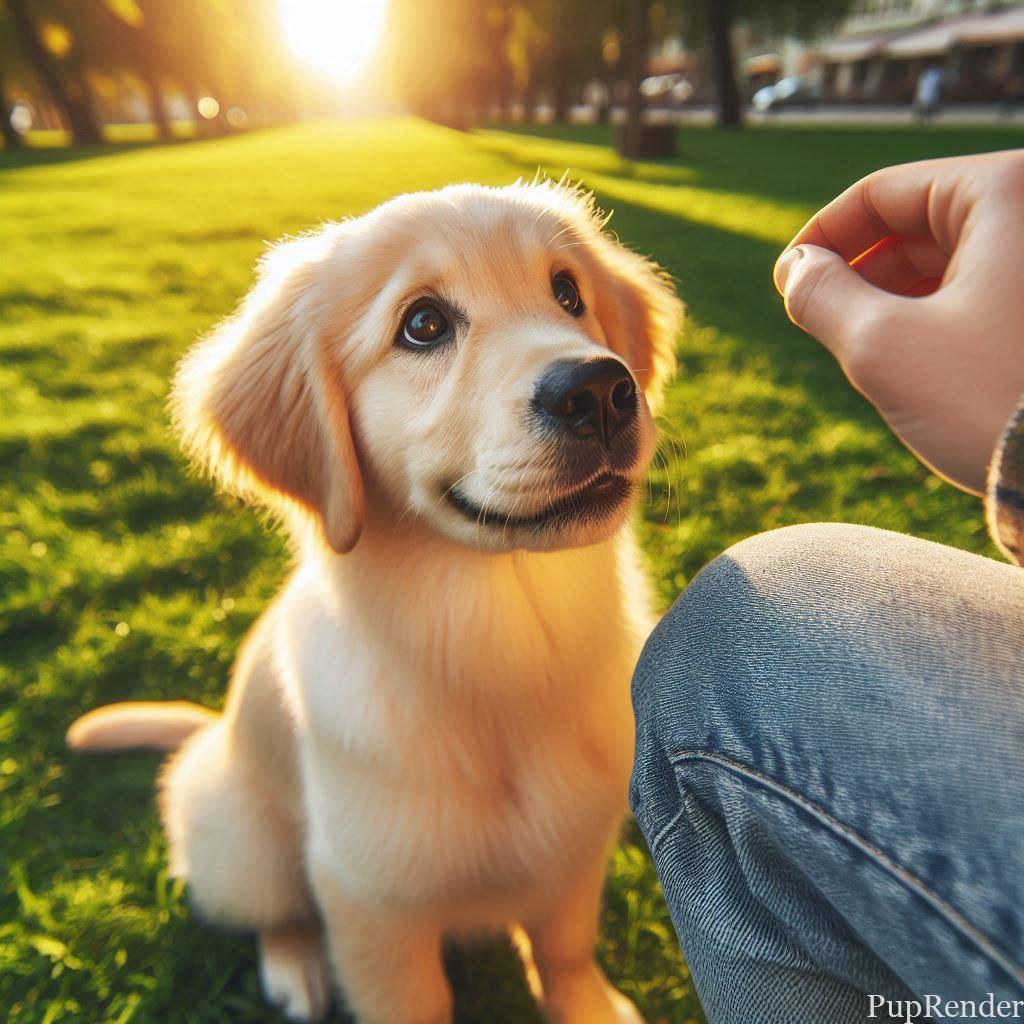 Dog sitting attentively during training