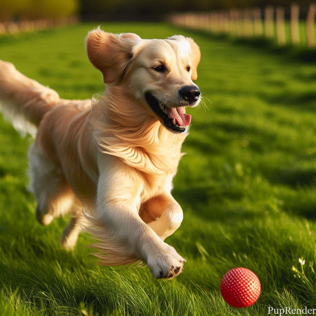 Dog running to catch a ball