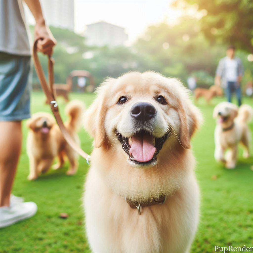 Dog walking in a park