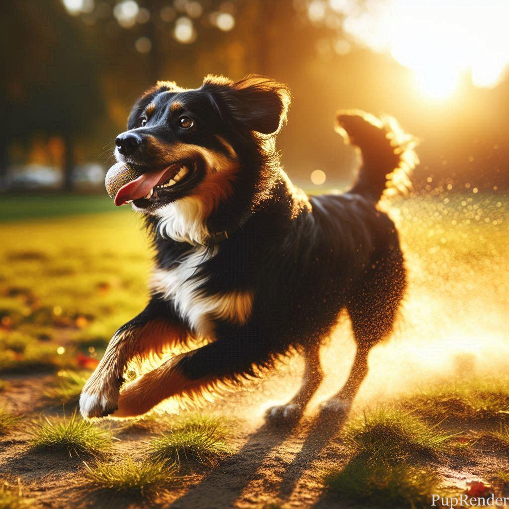 Dog looking alert in a park.