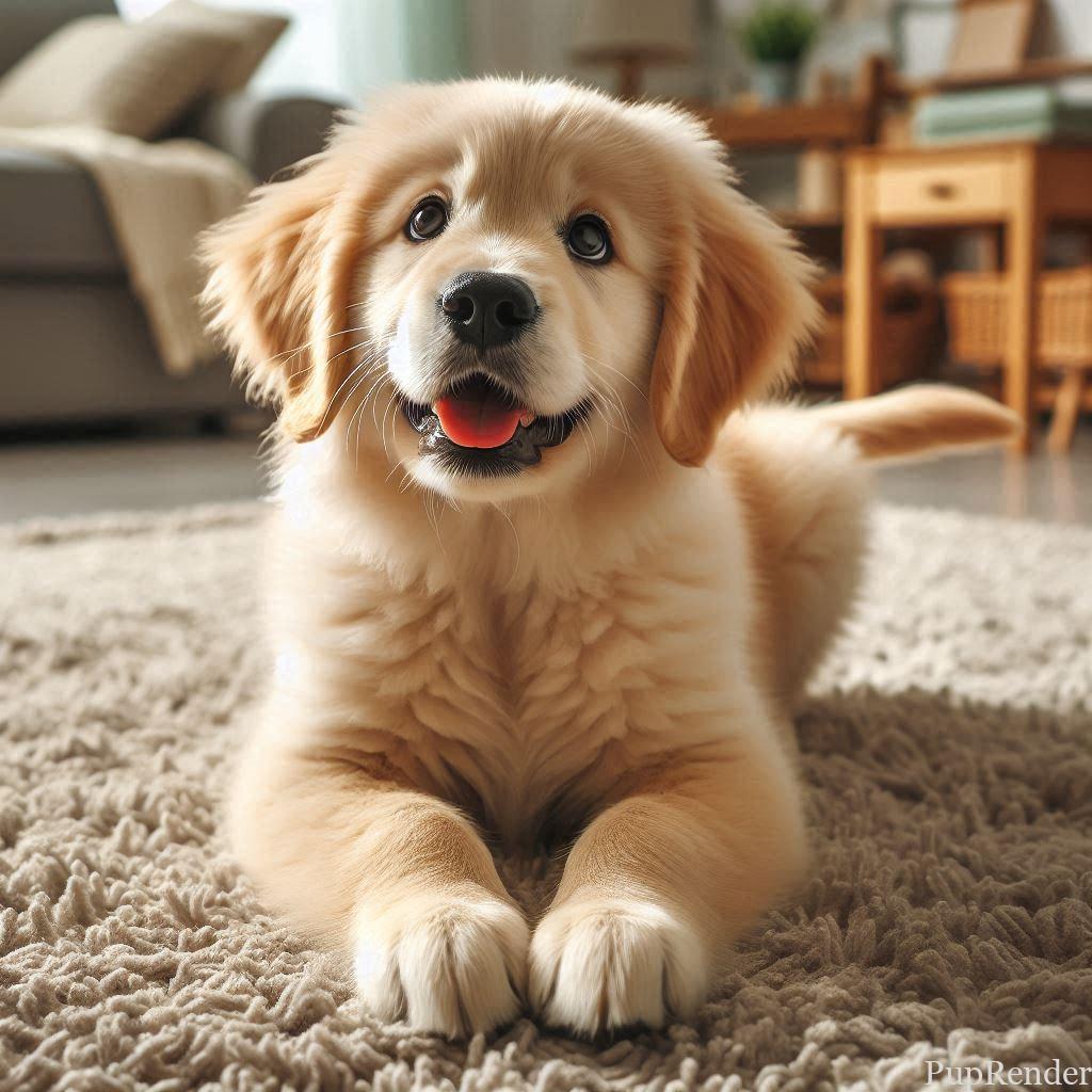 A relaxed dog resting in their safe space.