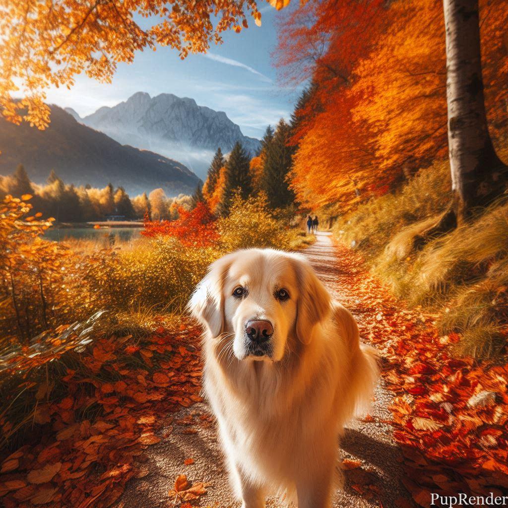 Family hiking with their dog