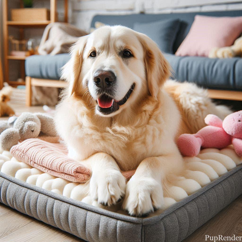 Dog resting on an orthopedic dog bed