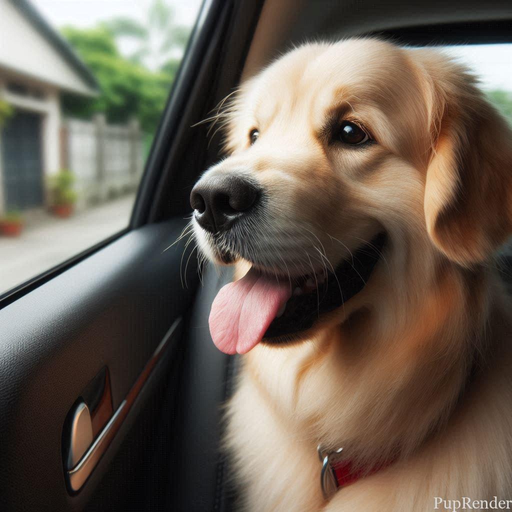 Dog enjoying a car ride to the park