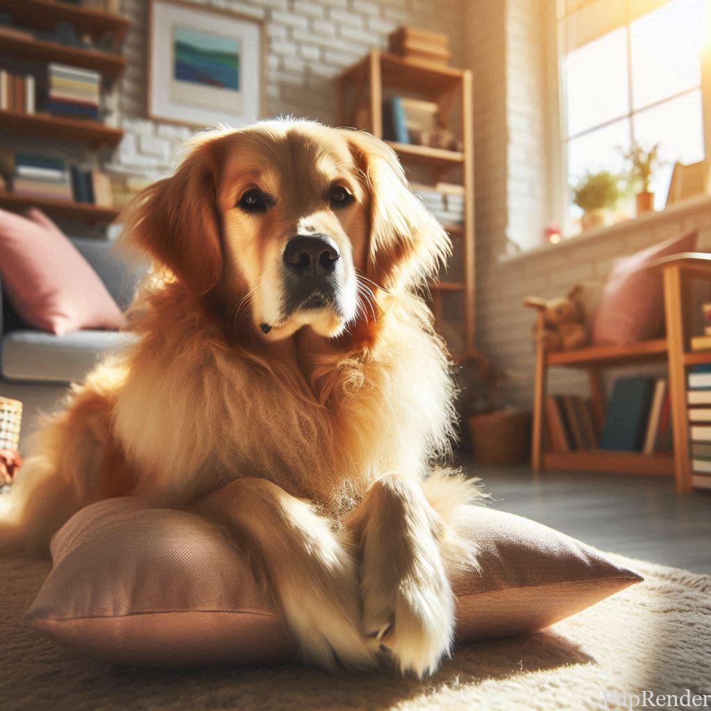 A relaxed dog lying in a cozy, safe space at home.