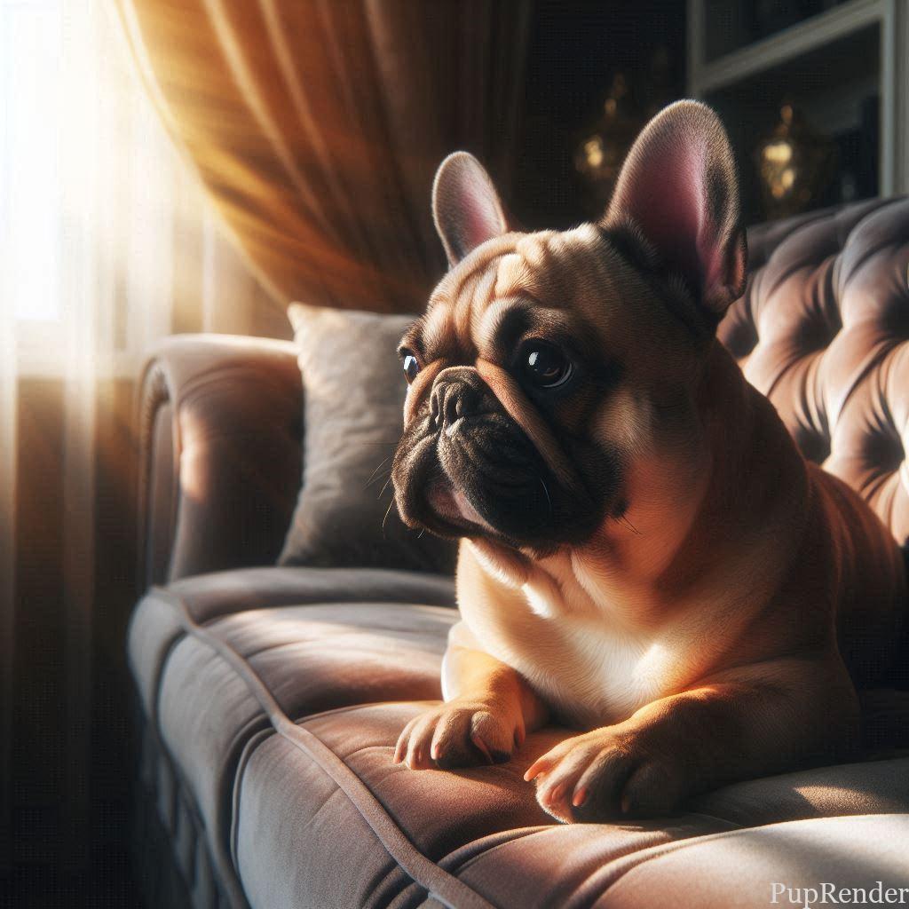 French Bulldog sitting on a couch