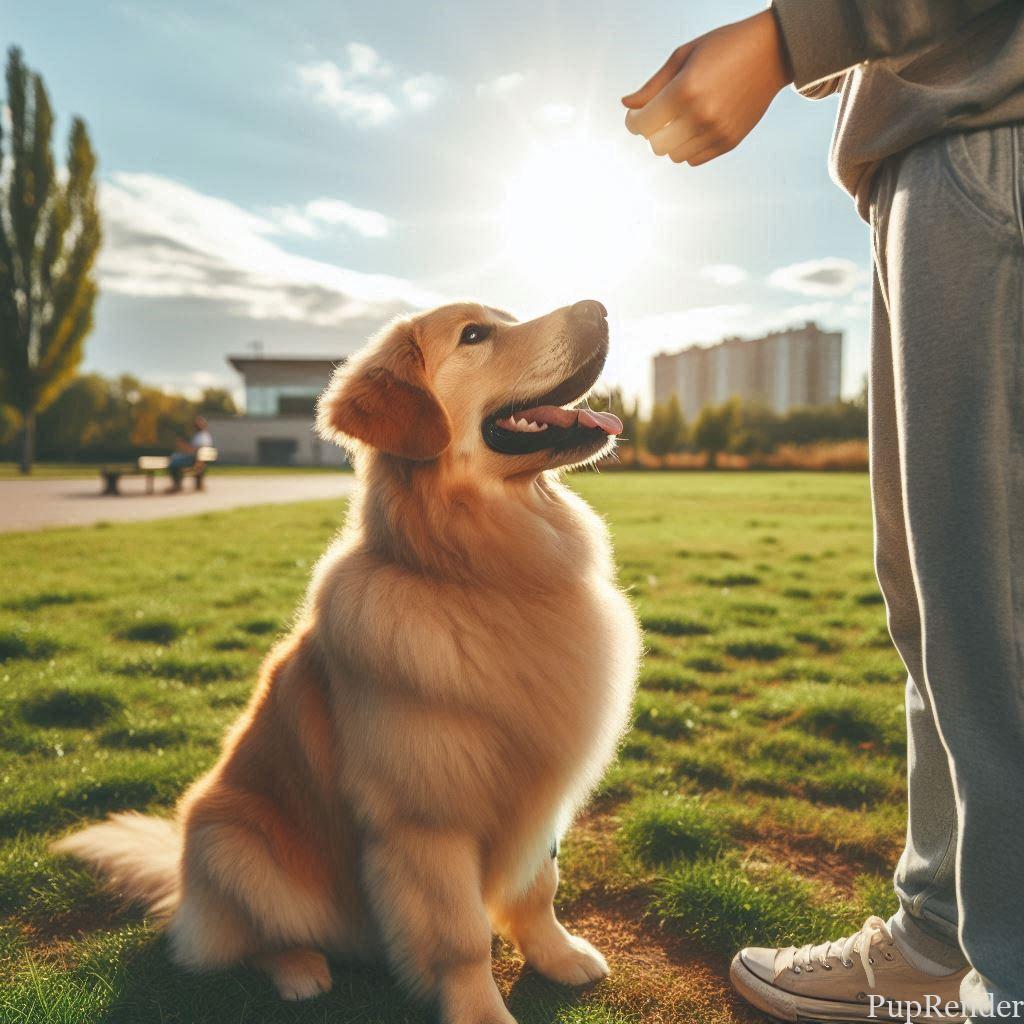 Dog trainer working with an aggressive dog