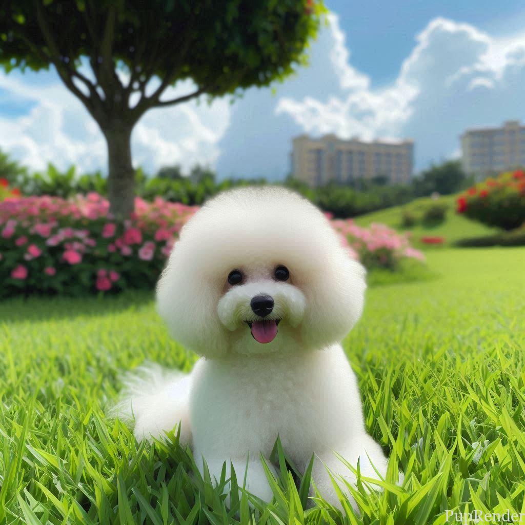 Poodle performing a trick