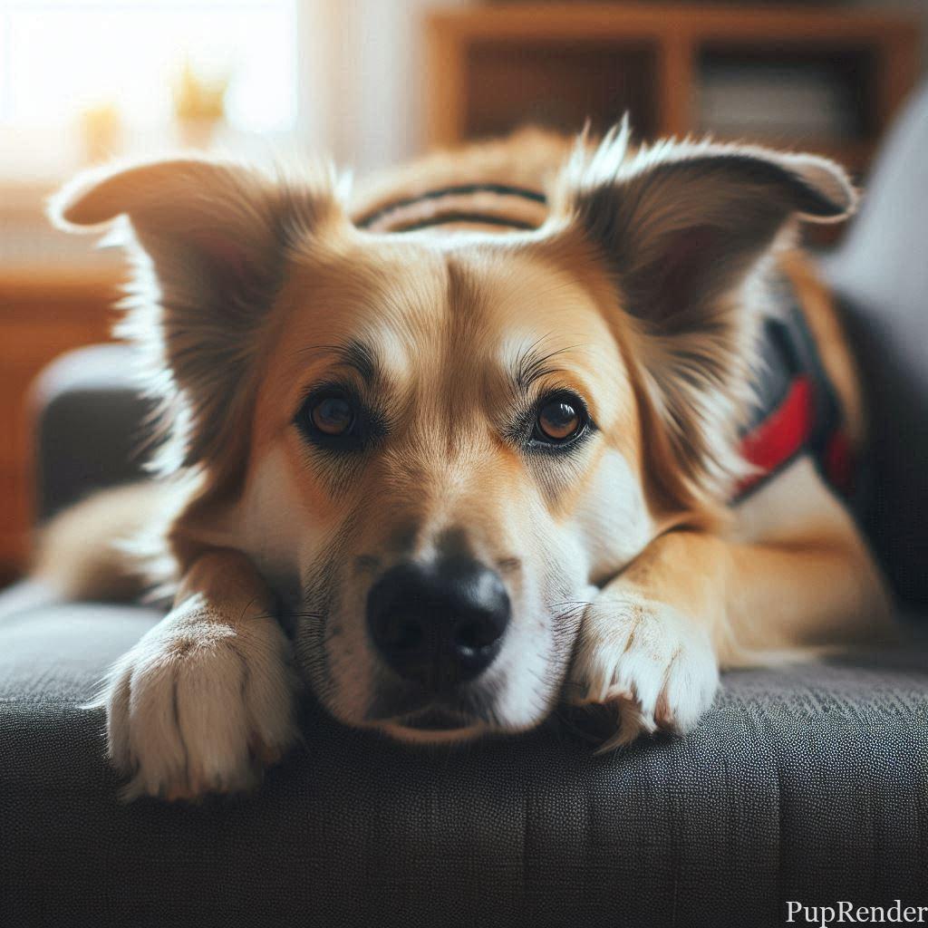 Calm dog resting peacefully