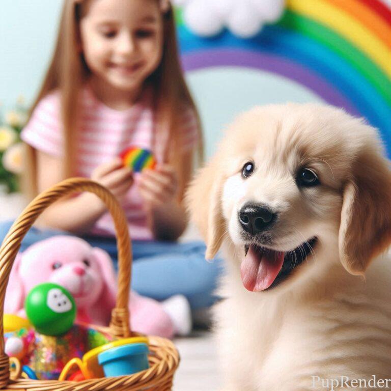 A family welcoming their new dog.