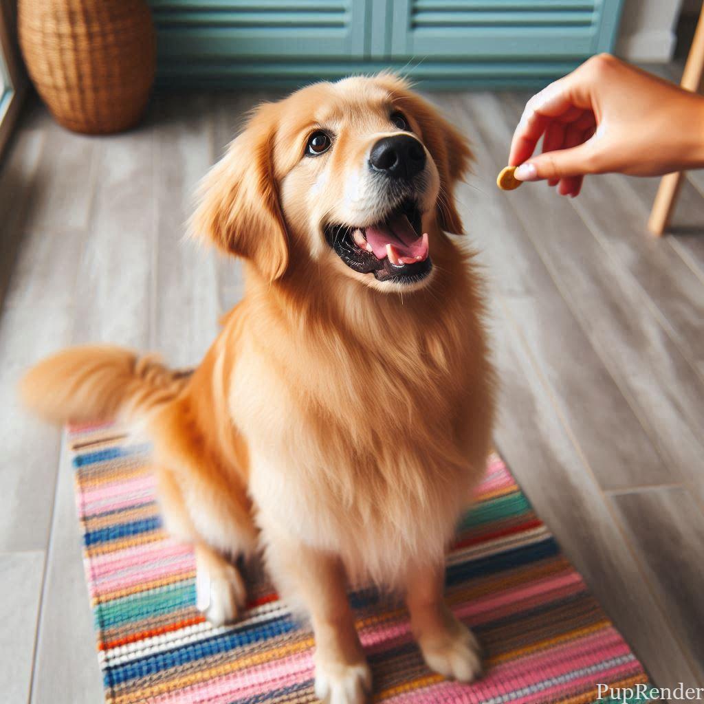 Dog being rewarded with a treat