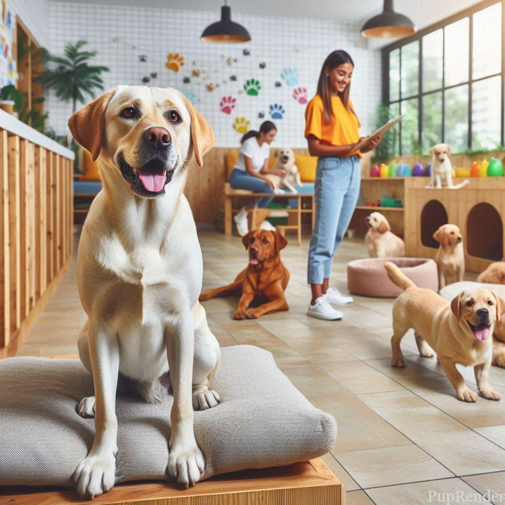 A clean and safe dog daycare facility with ample space.